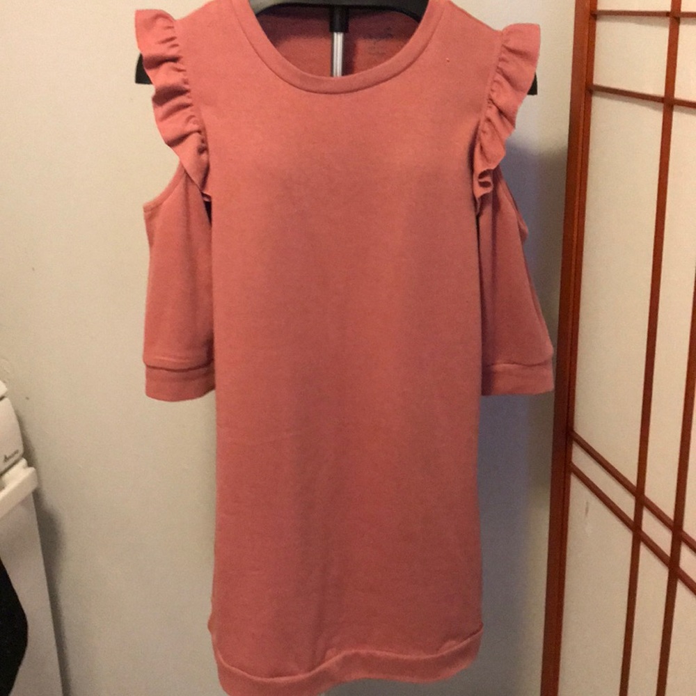 Sweet and sexy sweater dress with ruffle sleeves